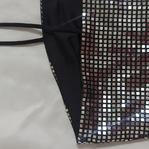 Princess Polly Nemara Bandeau Top, Color Black / Silver Size 12 - Picture 12 of 15